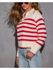 Milan Kiss Pullover in Creme/ Rot