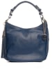 Lia Biassoni Leder-Schultertasche "Monate" in Dunkelblau - (B)36 x (H)26 x (T)10 cm