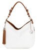 Lia Biassoni Leder-Schultertasche "Garga" in Weiß - (B)36 x (H)26 x (T)10 cm