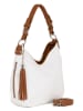 Lia Biassoni Leren schoudertas "Garga" wit/lichtbruin - (B)36 x (H)26 x (D)10 cm