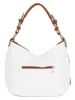 Lia Biassoni Leren schoudertas "Garga" wit/lichtbruin - (B)36 x (H)26 x (D)10 cm