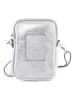 Lia Biassoni Leren smartphonetas "Paglia" zilverkleurig - (B)15 x (H)20 x (D)1 cm