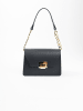Lia Biassoni Leder-Schultertasche "Roglio" in Schwarz - (B)23 x (H)17 x (T)11 cm