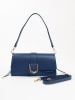 Lia Biassoni Leder-Schultertasche "Saraceno" in Dunkelblau - (B)27 x (H)14 x (T)6 cm