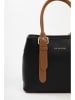 Lia Biassoni Leren schoudertas "Singerna" zwart/lichtbruin - (B)33 x (H)25 x (D)11 cm