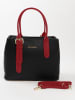 Lia Biassoni Leder-Schultertasche "Singerna" in Schwarz/ Rot - (B)33 x (H)25 x (T)11 cm