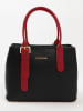 Lia Biassoni Leren schoudertas "Singerna" zwart/rood - (B)33 x (H)25 x (D)11 cm