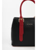 Lia Biassoni Leder-Schultertasche "Singerna" in Schwarz/ Rot - (B)33 x (H)25 x (T)11 cm