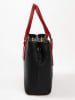 Lia Biassoni Leder-Schultertasche "Singerna" in Schwarz/ Rot - (B)33 x (H)25 x (T)11 cm