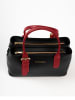 Lia Biassoni Leren schoudertas "Singerna" zwart/rood - (B)33 x (H)25 x (D)11 cm