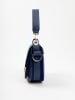 Lia Biassoni Leder-Schultertasche "Catona" in Dunkelblau - (B)20 x (H)19 x (T)9 cm