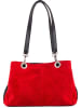 Lia Biassoni Leder-Schultertasche "Alvo" in Rot/ Schwarz - (B)32 x (H)20 x (T)14 cm