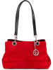 Lia Biassoni Leder-Schultertasche "Alvo" in Rot/ Schwarz - (B)32 x (H)20 x (T)14 cm