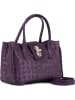 Lia Biassoni Leder-Henkeltasche in Violett - (B)26 x (H)17 x (T)12 cm