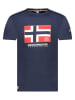 Geographical Norway Koszulka "Newflag" w kolorze granatowym