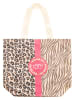 Zwillingsherz Shopper bag "Leo + Zebra" w kolorze beżowym - 36 x 46 cm