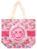 Zwillingsherz Shopper "Happiness Floral" in Rosa - (B)45 x (H)38 x (T)17 cm