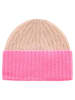Zwillingsherz Kaschmir-Mütze in Beige/ Rosa