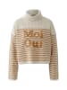 Oui Rollkragenpullover in Camel/ Creme