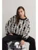 Oui Pullover in Schwarz/ Creme