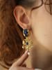 L'Atelier de Gaia Pozłacane kolczyki-wkrętki z lapis lazuli i perłami