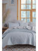 Elizabed 3tlg. Tagesdecken-Set "Solid" in Hellblau/ Hellgrau