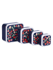 a little lovely company 4-delige set: lunchboxen "Strawberries" donkerblauw
