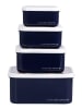 a little lovely company 4-delige set: lunchboxen "Strawberries" donkerblauw