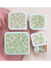 a little lovely company 4-delige set: lunchboxen "Blossoms" groen/lichtroze
