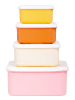 a little lovely company 4-delige set: lunchboxen "Rainbows" geel