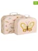 a little lovely company 2-delige set: opbergkoffers "Butterflies" crème