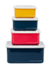 a little lovely company 4-delige set: Lunchboxen "Space" donkerblauw