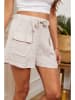 Fleur de Lin Lniane szorty "Boristo" w kolorze beżowym