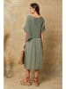 La Compagnie Du Lin Kleid "Dilla" in Khaki