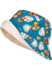 Playshoes Dwustronny kapelusz przeciwsłoneczny w kolorze kremowo-niebieskim ze wzorem