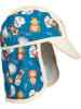 Playshoes Czapka w kolorze niebieskim ze wzorem z osłoną karku