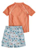 Playshoes 2-delige zwemoutfit "Dino" oranje/lichtblauw