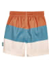 Playshoes Badeshorts "Color Block" in Blau/ Orange/ Creme