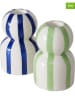 Boltze 2er-Set: Kerzenleuchter "Ninara" in Blau/ Grün - (H)10 cm