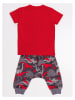 Denokids 2-delige outfit "Dino" rood/grijs