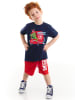 Denokids 2-delige outfit "Fireman Croco" donkerblauw/rood