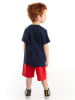 Denokids 2-delige outfit "Fireman Croco" donkerblauw/rood