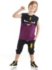 Denokids 2-delige outfit "Thunder Mask" zwart/paars