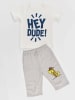 Denokids 2-delige outfit "Hey Dude" wit/grijs