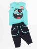 Denokids 2-delige outfit "Ahoy" turquoise/zwart