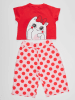 Denokids 2-delige outfit "Hello Cat Girl" rood/lichtroze