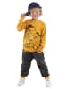 Denokids 2-delige outfit "Cool Dinos" geel/antraciet