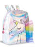 Denokids Rucksack "Unicorn Hologram" in Silver - (B)22x (H)26x (T)11cm