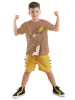 Denokids 2tlg. Outfit "Player Dino" in Hellbraun/ Gelb