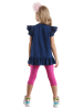 Denokids 2-delige outfit: "Unicorn Cat" donkerblauw/roze